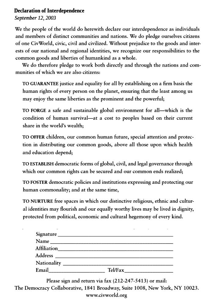 Declaration of Interdependence